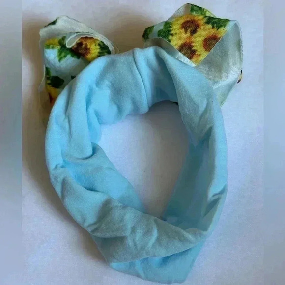 Blue Sunflower Bohemian Bow Headband - Picture 5 of 5
